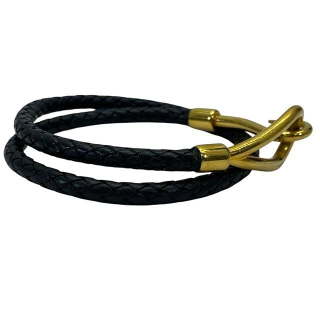 Hermes Bracelet Choker Necklace Jumbo Leather Metal Black — view 3