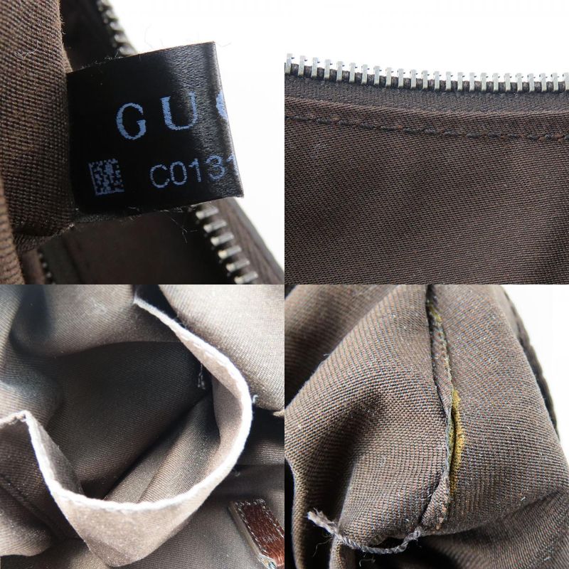 Gucci Shoulder Bag GG Canvas Leather Beige Brown Silver Hardware — view 8