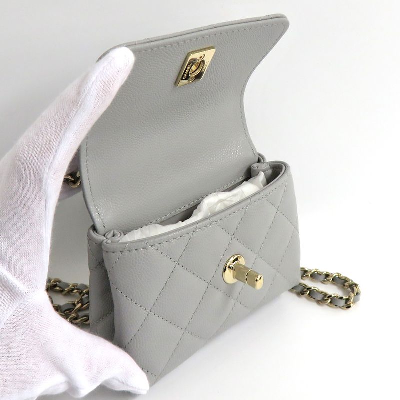 Chanel Quilted Top Handle Flap Bag Caviar Leather Coco 11 cm — view 7