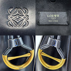 Loewe Anagram Flamenco 30 Navy Blue Stitch Tote Bag Gold Hardware — view 5