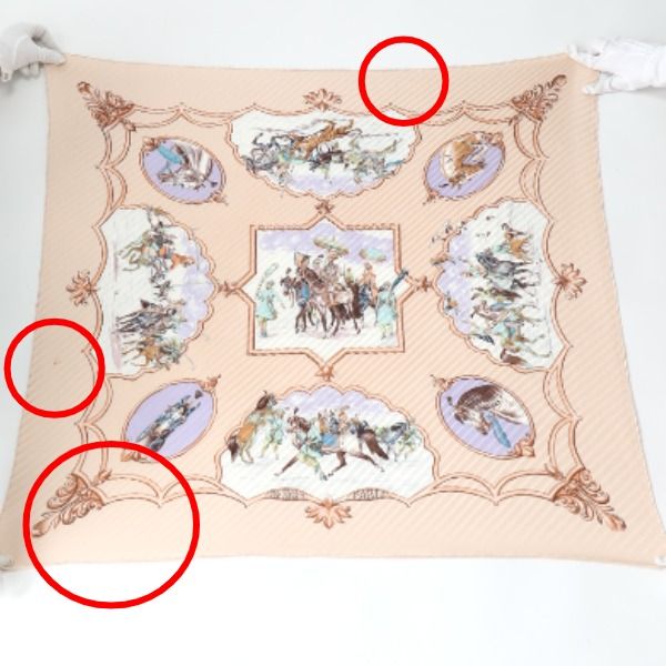 Hermes Pleated Carre Scarf Mughal Dynasty Horse Pink Beige — view 4