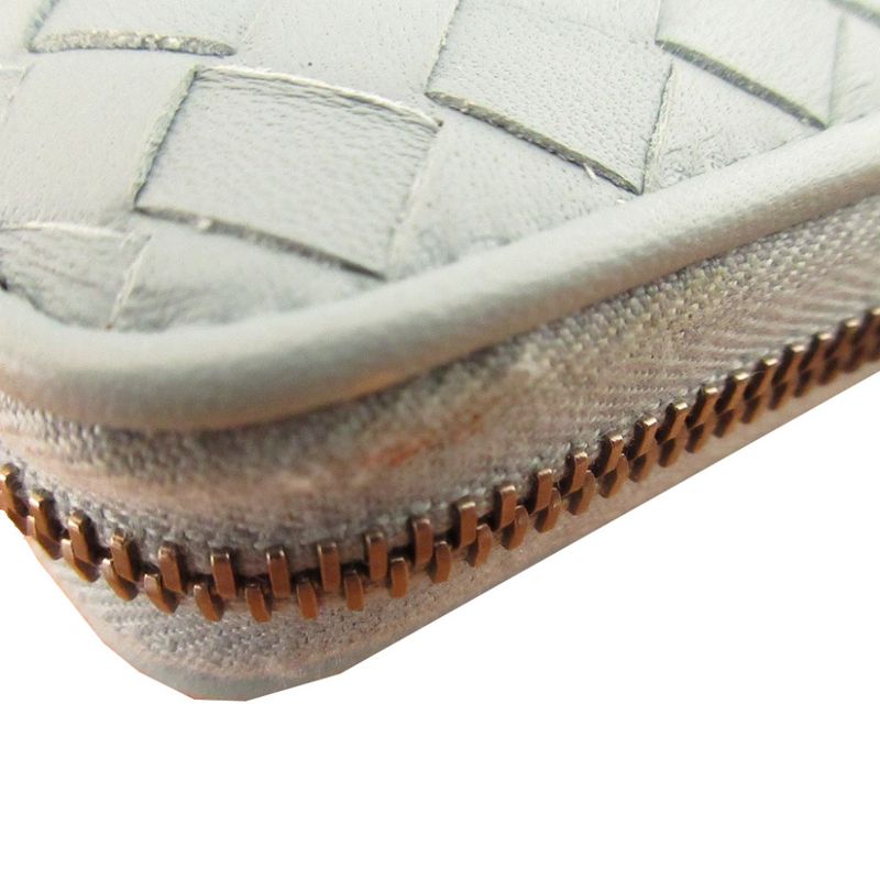 Bottega Veneta Intrecciato Leather Light Blue Round Zipper Long Wallet 1370 — view 8