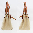 Hermes Herbag Her Bag Cabas MM Toile GM Tote Hand Silver Hardware — view 4