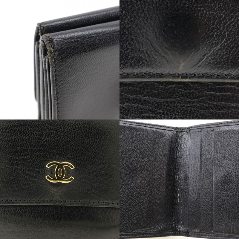 Chanel Coco Mark W Hook Calf Black Bifold Wallet — view 9