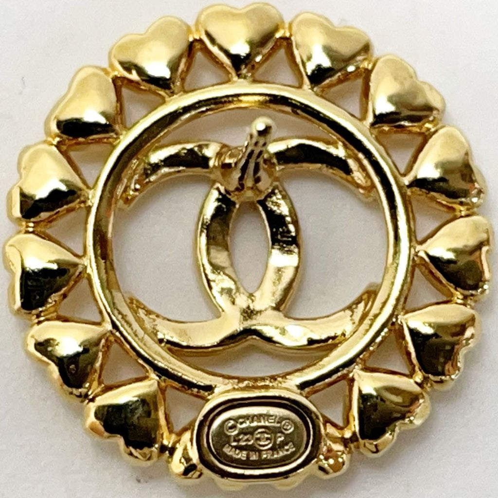 Chanel Round Heart Coco Mark Aba273 Gold Earrings Accessories — view 7