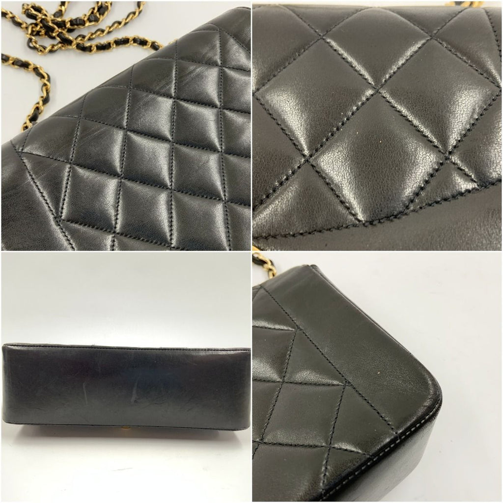 Chanel Quilted Diana Flap Lambskin Chain Shoulder Bag Black — view 3