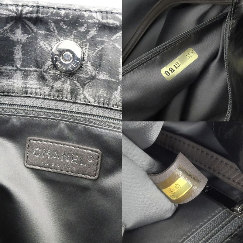 Chanel Nylon Chain Tote Bag Silver Hardware Quilted — view 9