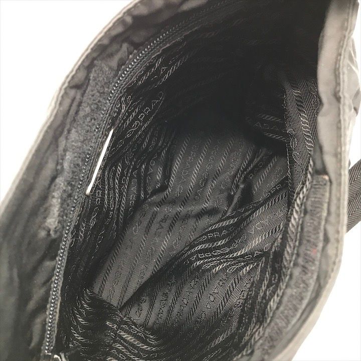 Prada Triangle Logo Nylon Tessuto Leather Shoulder Bag Black — view 7