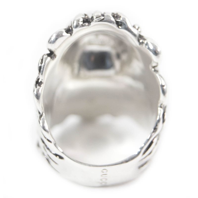 Gucci Lion Head Ring Accessory Colored Stone Silver Black 16 — view 5