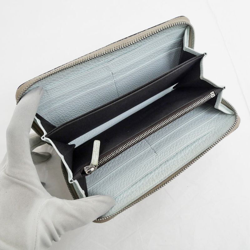 Fendi Round Zip Zipper Long Wallet Light Gray Blue 7 M0210 — view 5