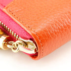 Gucci Round Zipper Bamboo Tassel Bicolor Calf Pink Orange Long — view 4