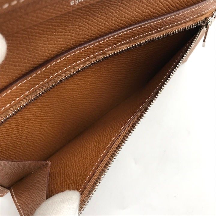 Hermes Bearn Souffle Epsom Gold Wallet Brown Leather — view 9