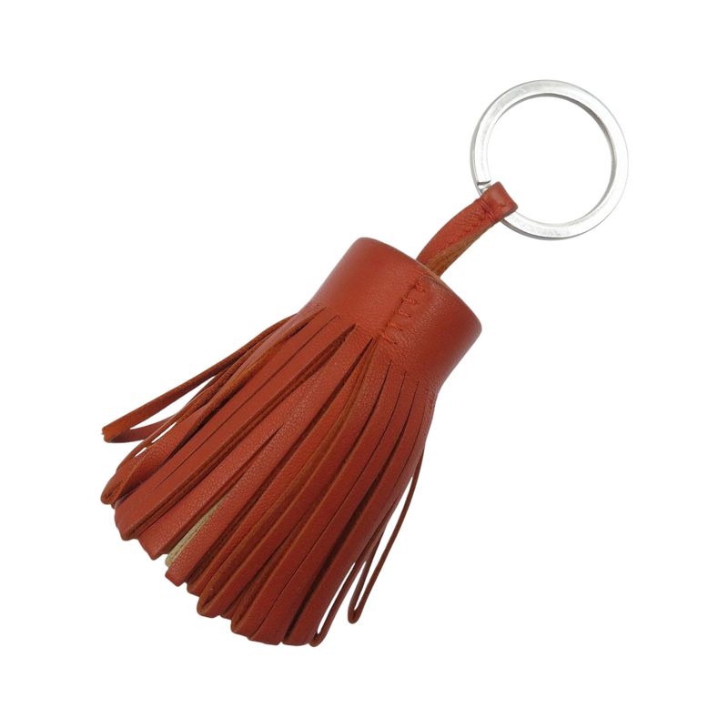 Hermes Carmen Bicolor Agnomiro Silver Hardware Orange Beige Key Ring 0580 — view 2