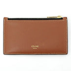 Celine Triomphe Coin Case Holder Tan Gold Hardware Leather — view 3