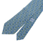 Hermes 5089 PA 100% Silk All-over Logo Print Tie Blue Green Multi — view 3