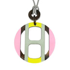 Hermes Necklace H Equipe Buffalo Horn Pink Gray Yellow Pendant — view 2