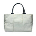 Bottega Veneta Arco Tote Handbag Intrecciato Canvas Leather White Black