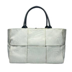 Bottega Veneta Arco Tote Handbag Intrecciato Canvas Leather White Black