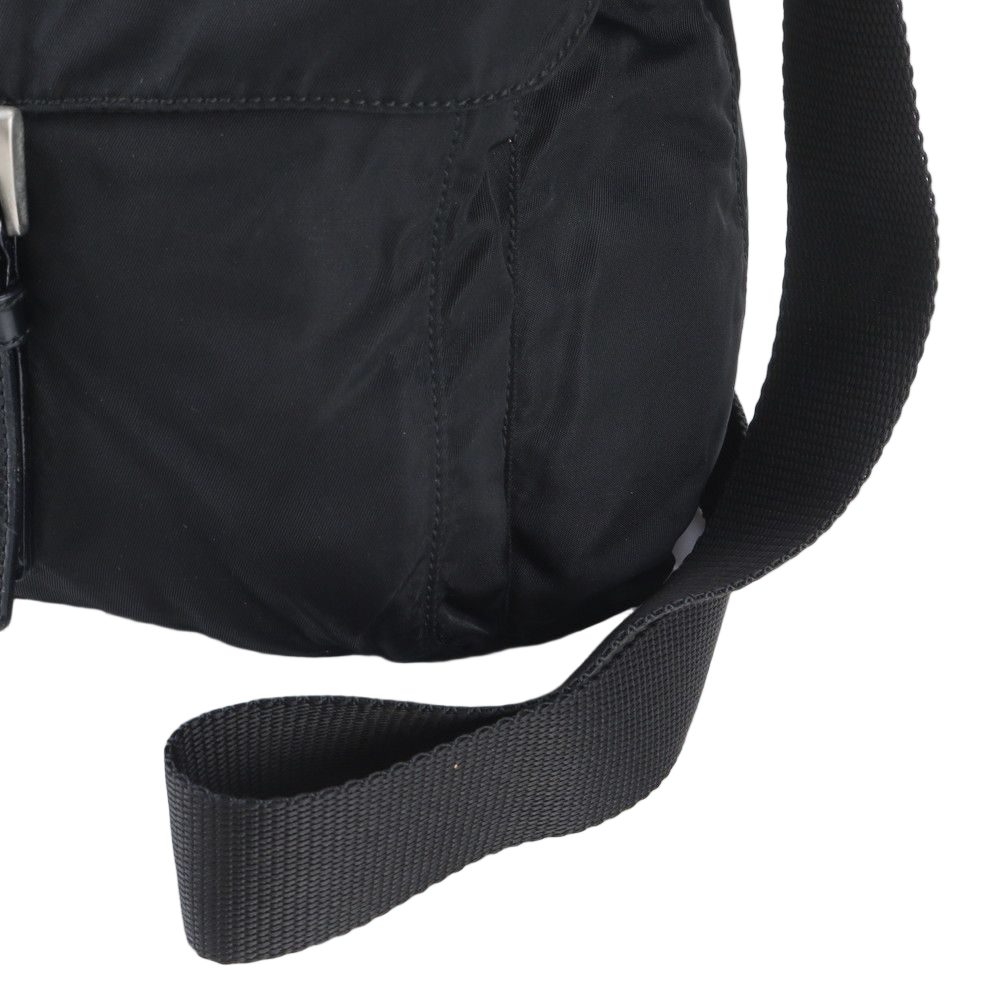 Prada Tessuto Nylon Triangle Logo Leather Shoulder Bag Crossbody Messenger — view 2