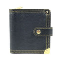 Louis Vuitton Bifold Wallet Compact Zip Suhali Leather Noir Black