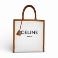Celine Vertical Cover Large Canvas Leather Camel