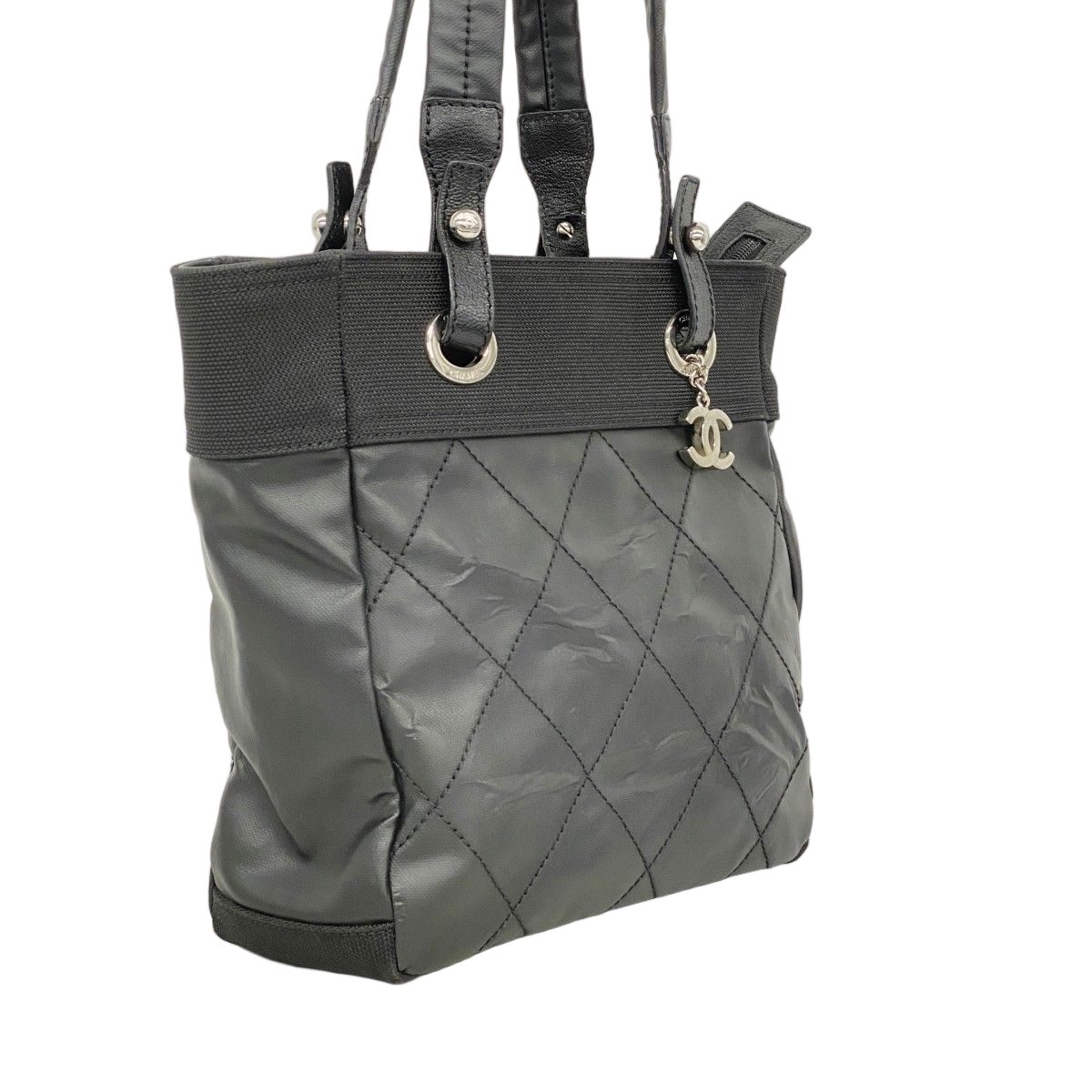 Chanel Tote Paris Biarritz Canvas Black Silver — view 2