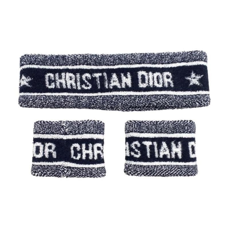 Christian Dior Headband Wristband 21 Spo720 I200 Logo Navy Blue