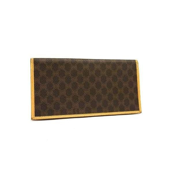 Celine Bifold Wallet Macadam Long Brown Leather Vintage