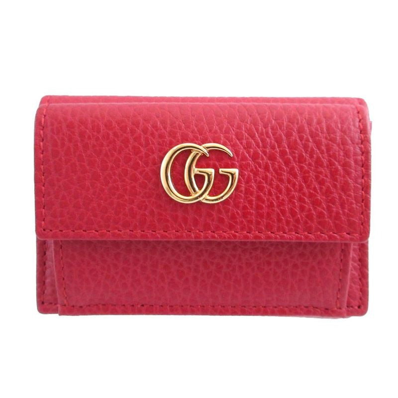 Gucci GG Marmont Compact Wallet Leather Red Bifold 0981