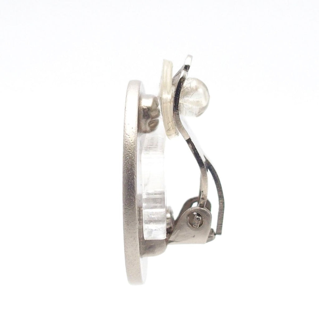 Chanel Earrings Silver Metal Round CC Logo Costume 00c — view 2