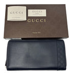 Gucci Wallet Leather Mistral Micro Guccissima Navy Silver