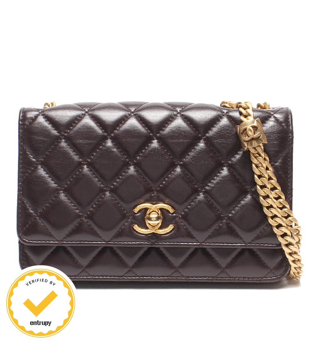 Chanel Chain Wallet Gold Quilted Lambskin Shoulder