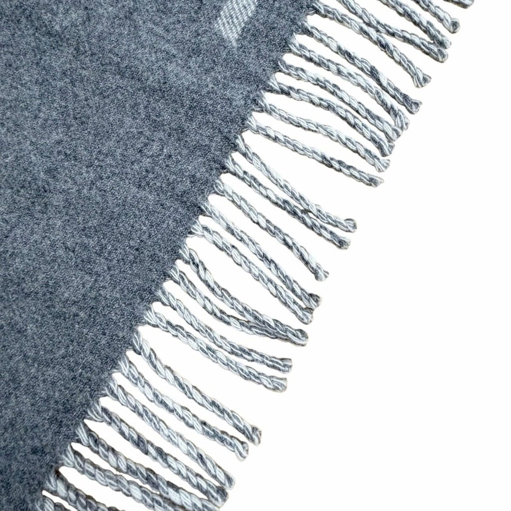 Louis Vuitton Echarpe Monogram Capital Cashmere Wool Scarf with Fringe Gray Off — view 7
