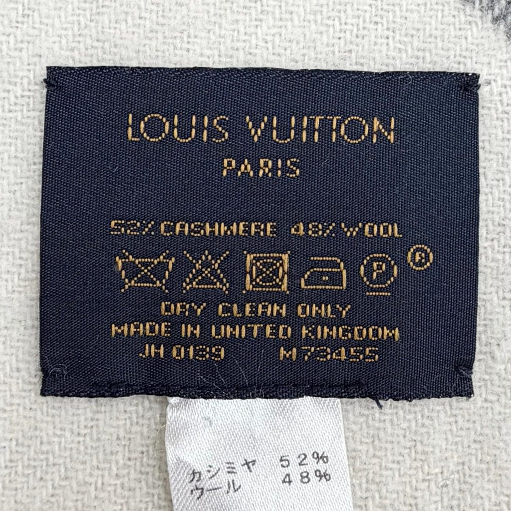 Louis Vuitton Echarpe Monogram Capital Cashmere Wool Scarf with Fringe Gray Off — view 8