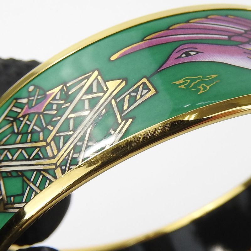 Hermes Bracelet Emile GM Metal Enamel Green Purple Gold Hardware Accessories — view 8