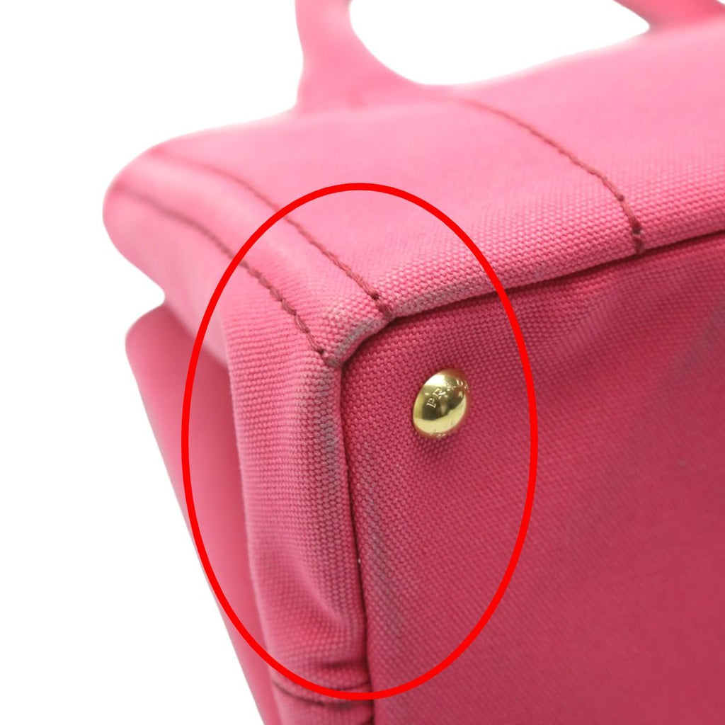 Prada 1 Bg439 Cotton Canvas Tote Bag Canapa Mini Pink — view 9