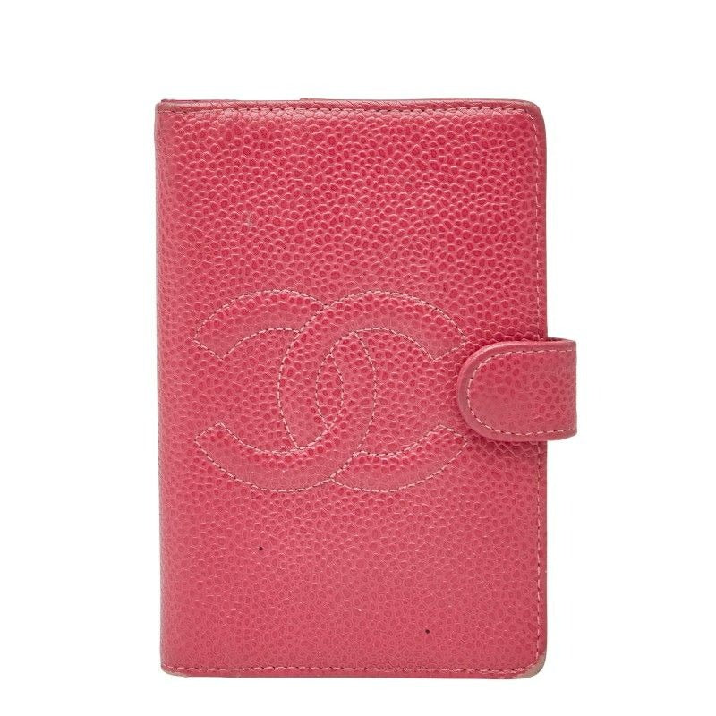 Chanel Coco Mark Notebook Cover 5 Hole Pink Caviar Leather