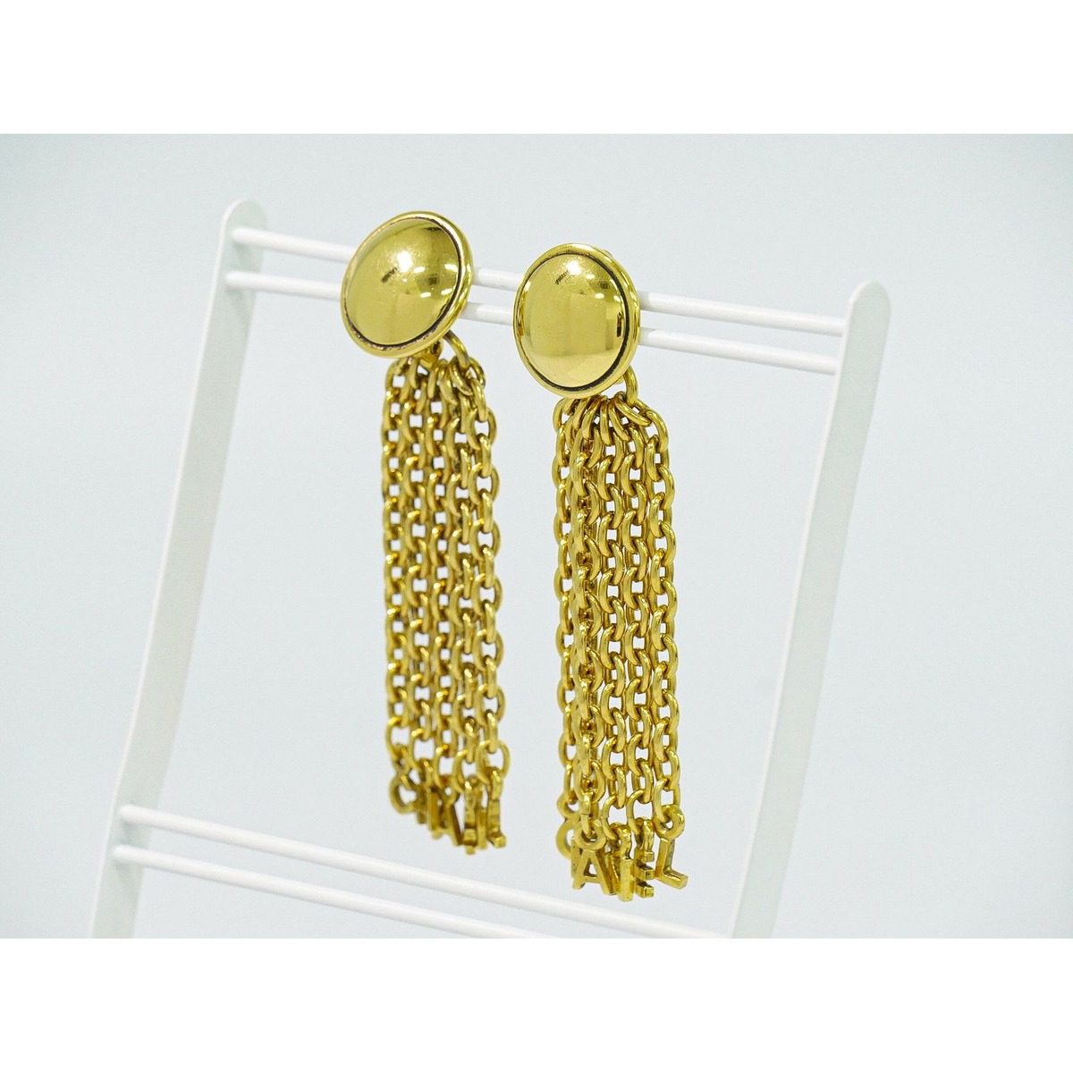 Chanel Logo Tassel Earrings Gold Plated — view 5
