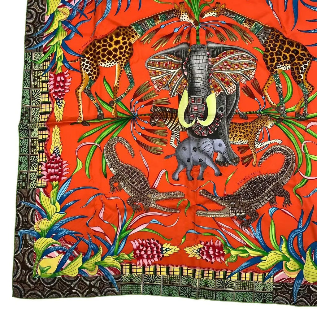 Hermes Scarf Carre 90 LA Marche DU Zambeze On The Zambezi Silk Multicolor — view 5