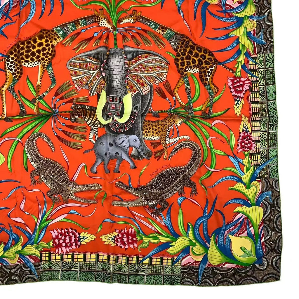 Hermes Scarf Carre 90 LA Marche DU Zambeze On The Zambezi Silk Multicolor — view 6