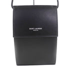 Saint Laurent Paris Leather Shoulder Pouch Bag Black