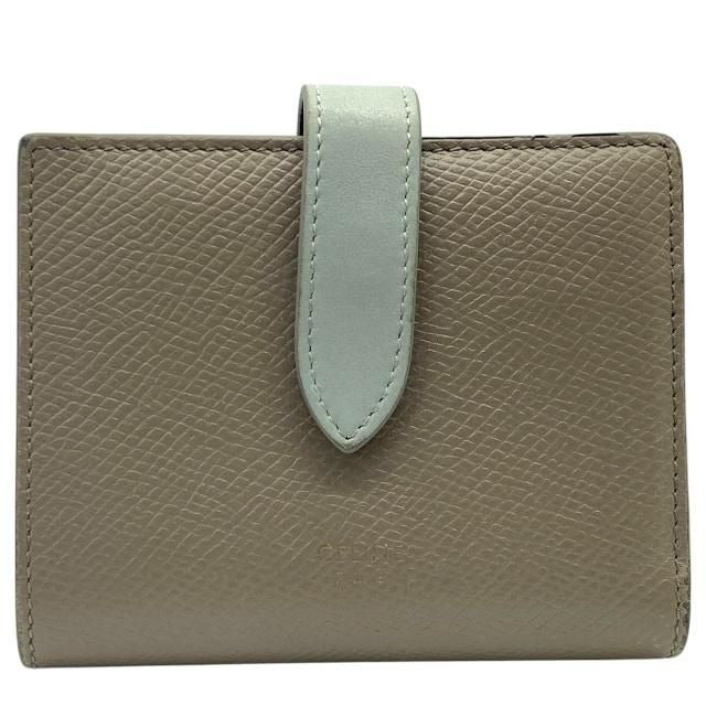 Celine Wallet Fold Compact Mini Logo Leather Gray
