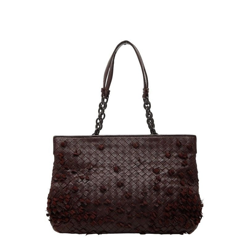 Bottega Veneta Intrecciato Chain Tote Brown Leather