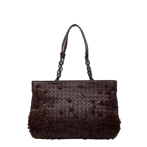 Bottega Veneta Intrecciato Chain Tote Brown Leather
