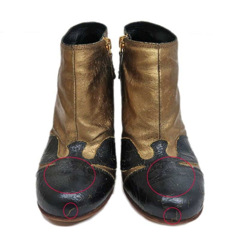Chanel Short Boots Size 37 C Dark Gold Black Apparel — view 3