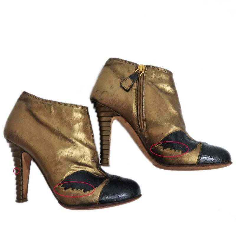 Chanel Short Boots Size 37 C Dark Gold Black Apparel — view 5