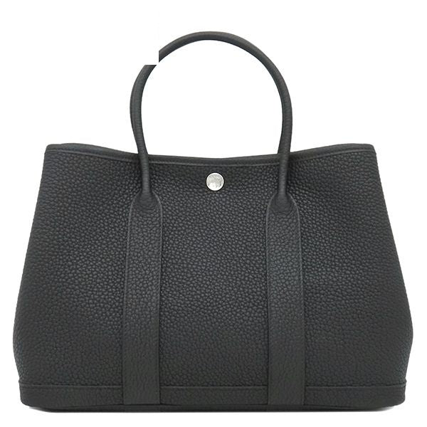 Hermes Tote Bag Garden Party TPM 30 Negotiating Black Silver New All Leather