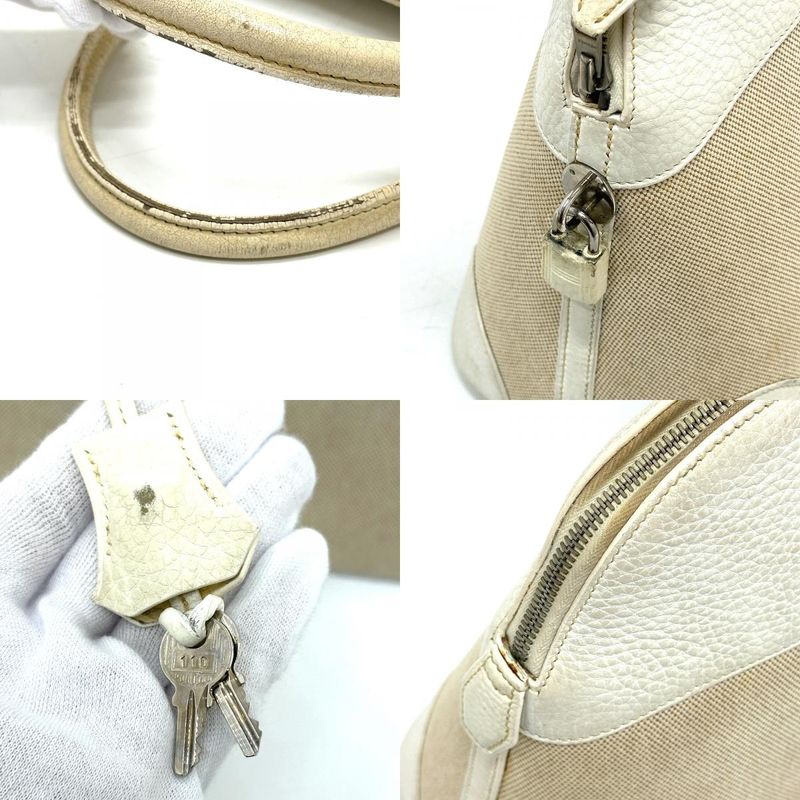 Hermes Handbag Bollide 35 Toile Ash White — view 7