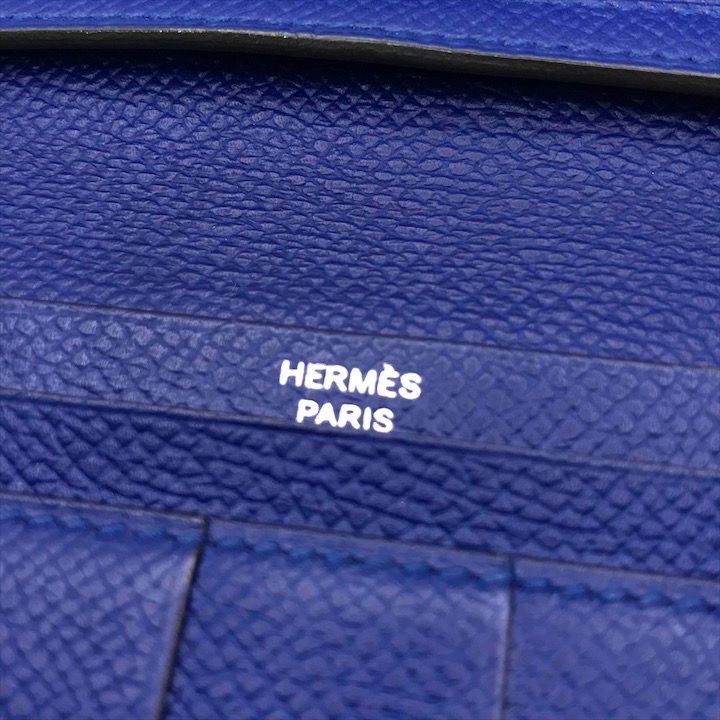 Hermes Epsom Bearn Souffle Blue Wallet Bifold — view 9