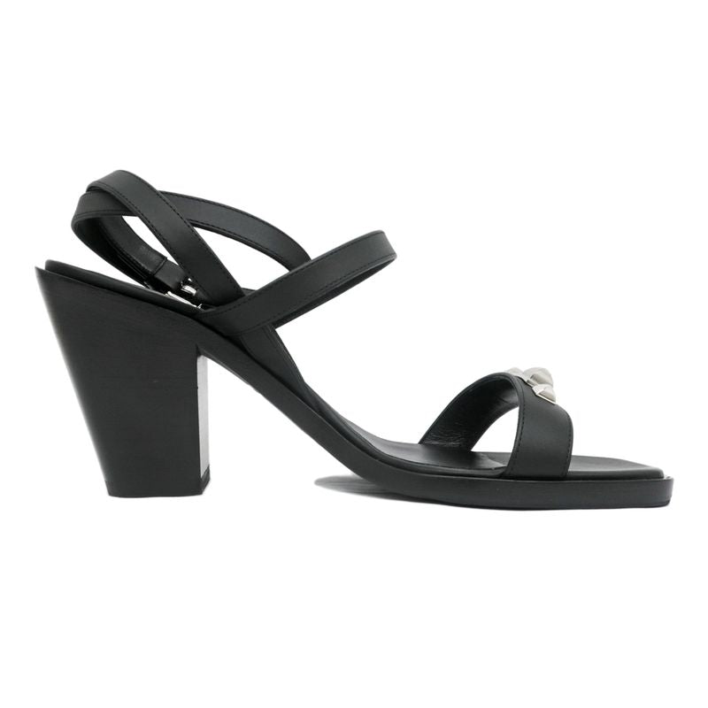Hermes Sandals Eveless BK 37 1 2 Leather Ankle Strap — view 2